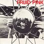 Text: "FRIJID PINK" in roten Großbuchstaben oben. Bild: Eine Person hält eine runde, spiegelnde Fläche. Darin spiegelt sich eine Gruppe von vier Personen.