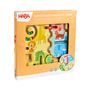 "SANFARI MAZE MAGNETIC GAME", "MAGNETSPIEL SAFARI", bunte Tiere: Löwe, Giraffe, Zebra, Elefant auf einem Spielbrett.