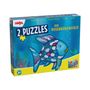 "2 PUZZLES DER REGENBOGENFISCH" steht auf der Verpackung. Ein bunter Fisch mit glänzenden Schuppen ist abgebildet.