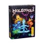Titel: "MOLECOOLS" von Michiel de Wit. Bunte leuchtende Kreaturen auf dunklem Hintergrund, Kinderspiel ab 8 Jahren.