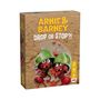 "ARNIE & BARNEY DROP OR STOP?!" Zwei fröhliche Ameisen mit grünen Helmen. Spielinfos: 6+, 2-4 Spieler, 10 Minuten.