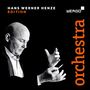 Text: "Hans Werner Henze Edition", "Wergo", "orchestra". Schwarz-weißes Porträt eines Dirigenten in Aktion.