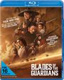 "Blades of the Guardians" steht unten. Viele Krieger in traditioneller Kleidung. Pferde und Kutschen rasen durch eine Wüste.