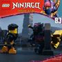„LEGO NINJAGO DRAGONS RISING“ und „LEONINE KIDS“. Zwei LEGO-Figuren in einer grauen Umgebung.