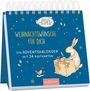 WEIHNACHTSWÜNSCHE FÜR DICH. Ein Adventskalender mit 24 Postkarten. Illustration: Hase dekoriert Geschenk.
