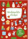 Text: "Weihnachtssticker", "Über 200 Sticker". Illustration mit Weihnachten-Motiven: Schneemänner, Geschenke, Tiere.