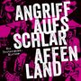 Text: "ANGRIFF AUFS SCHLARAFFENLAND, Ein Deutschpunk-Mixtape." Schwarz-pinkes Punk-Design mit Konzertfotos.