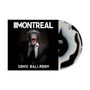 „MONTREAL – SONIC BALLROOM“ in weißer Schrift. Affenkopf mit Anzug. Vinyl mit schwarzem und weißem Muster.