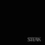 Text unten rechts: "STEAK". Rest ist einfarbig schwarz.