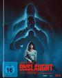 Text: "Adria Arjona, Onslaught, Ein Film von Adam Wingard, FSK ab 16 freigegeben." Frau mit Gewehr vor blauen Silhouetten.