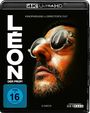 „LÉON DER PROFI“, „KINOFASSUNG & DIRECTOR'S CUT“, „FSK ab 16 freigegeben“, „2 DISCS“. Nahaufnahme eines bärtigen Mannes mit Brille.