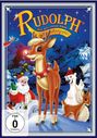 "RUDOLPH mit der roten Nase" oben. Illustration: Rudolph mit roter Nase, Santa, ein Eisfigur und Tiere im Schnee.
