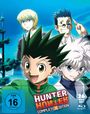 "Hunter x Hunter Complete Edition", "FSK ab 16 freigegeben", "26 Disc Set"; vier fröhliche Anime-Charaktere in leuchtenden Farben.