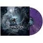 "CRYSTAL EYES - THUNDER GOD". Illustration: Ein Krieger mit Hammer bekämpft riesige Kreaturen. Lila Vinyl-Schallplatte.