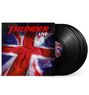 Text: "THUNDER LIVE". Eine britische Flagge und mehrere schwarze Schallplatten sind sichtbar.