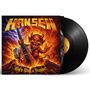 "HANSEN" und "Born With a Hammer" auf einer Schallplatte mit einem Teufel, der eine Gitarre hält, umgeben von Feuer.