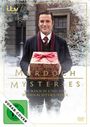 "Murdoch Mysteries: Murdoch und das Weihnachtswunder". Ein Mann hält ein Geschenk, umgeben von winterlicher Szenerie.