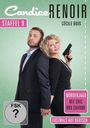 "Staffel 9", "Candice Renoir", "Cécile Bois", "Mörderjagd mit Chic und Charme", "Erstmals auf Deutsch". Ein Paar steht Rücken an Rücken, sie hält eine Pistole.