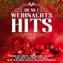 Die Nr. 1 Weihnachts-Hits. Ultimative Klassiker. Rote und goldene Weihnachtskugeln mit Schleife und Tannenzweigen.