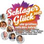 Schlager Glück 2026. Die größten Hits des Jahres. Namen: Laura Wilde, Laura & Mark, Julian David, Sarah Zucker. Bunte Grafik.