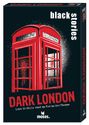 „black stories: DARK LONDON. Löst 50 Fälle rund um Tod an der Themse.“ Illustration einer roten Telefonzelle.