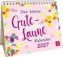 „Der kleine Gute-Laune Kalender 2027“. Bunte Konfettipunkte auf rosa Hintergrund.