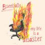 "Essentially, my life is a disaster." Ein brennender Bürostuhl in einer Illustration.