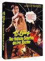 Titel: "Ti-Lung Der tödliche Schatten des Mr. Shatter". Kampfszenen, Hauptfigur in Kampfpose, dramatisches Design.