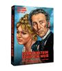 Texte: "FRANKENSTEIN SCHUF EIN WEIB", "Peter Cushing", "Susan Denberg", "Thorley Walters". Illustrationen von einem Mann und einer Frau.