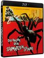 "Die Rache der schwarzen Spinne" steht in großen weißen Lettern auf einem roten Hintergrund mit einer großen schwarzen Spinne.