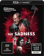 Text: „DER WOHL BRUTALSTE ZOMBIEFILM ALLER ZEITEN“, „THE SADNESS“, „keine schwere Jugendgefährdung“. Blutiger Mann mit Axt.