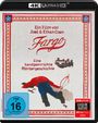 4K Ultra HD. Ein Film von Joel & Ethan Coen. Fargo. Eine handgestrickte Mördergeschichte. Illustration: Person im Schnee.