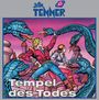 "Jan Tenner" und "Tempel des Todes" sind im Bild zu lesen. Illustration mit zwei Personen gegen blaue Schlangen.