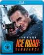 Text: "Liam Neeson", "Ice Road: Vengeance", "FSK ab 16". Ein Mann zielt mit einer Pistole, im Hintergrund ein verschneiter Berg.