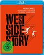 Text: West Side Story, Natalie Wood, Richard Beymer, Russ Tamblyn, Rita Moreno, George Chakiris. Grafik: Tänzer auf Feuerleitern.