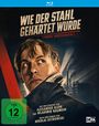 Text: "Wie der Stahl gehärtet wurde", "Pawel Kortschagin", "FSK ab 12 frei". Gesicht eines nachdenklichen Mannes und Fabrikhintergrund.