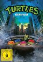 "TURTLES DER FILM" steht oben. Unteren Text: "FSK ab 6 freigegeben", "RESTAURIERT IN 4K". Vier Schildkröten schauen aus Gully.