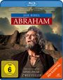 Oben: Richard Harris, Barbara Hershey. Mitte: "DIE BIBEL: ABRAHAM". Unten: "Der komplette Spielfilm-Zweiteiler". Ein Mann mit grauem Haar steht vor felsiger Landschaft.