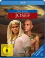 Text: "Die Bibel: Josef", "Der komplette Spielfilm-Zweiteiler", "FSK ab 6", "NEU RESTAURIERTE FASSUNG". Zwei Figuren in ägyptischer Kleidung.