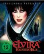 „Elvira's Haunted Hills“-Cover, zeigt eine Frau mit dramatischem Make-up und Umhang, FSK 12 Logo in der Ecke.