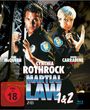 Text: "Chad McQueen, Cynthia Rothrock, David Carradine, Martial Law 1 & 2, FSK ab 18." Zwei Personen in Polizeiuniformen, Kampfszene.