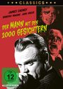 „Der Mann mit den 1000 Gesichtern“ ist in gelben Buchstaben auf einem roten Hintergrund zu lesen. Ein nachdenklicher Mann im Vordergrund.