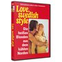 Texte: „Love, swedish style“, „Die heißen Blonden aus dem kühlen Norden“. Ein Cover mit einem Paar in enger Umarmung.