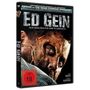 "ED GEIN: DER SCHLÄCHTER VON PLAINFIELD. FSK 18. Ein Gesicht mit gruseliger Maske in Nahaufnahme auf einer DVD-Hülle."