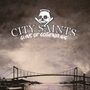 "City Saints - Guns of Gothenburg" steht über einer Illustration mit Brücke und Totenkopf mit Heiligenschein.