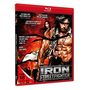„IRON STREETFIGHTER“; „FSK 18 beantragt“; muskulöse Figuren vor einem flammenden Hintergrund, kämpferische Pose.