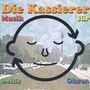 "Die Kassierer", "Musik für beide Ohren". Ein stilisiertes Gesicht vor einer impressionistischen Stadtszene.