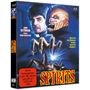 "Spirits" oben, Schauspieler Erik Estrada, Regie Fred Olen Ray. Gruseliges Gesicht und leuchtende Krallenhand im Hintergrund.