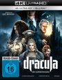 Vorab-Cover, 4K Ultra HD + Blu-ray, "Dracula: Die Auferstehung", FSK 16, Film von Luc Besson. Figuren mit düsterem Hintergrund.
