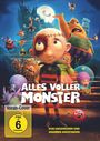 Titel: Alles voller Monster. Narr: Vorab-Cover, FSK ab 6 freigegeben. Viele bunte Monster, ein Schloss im Hintergrund.